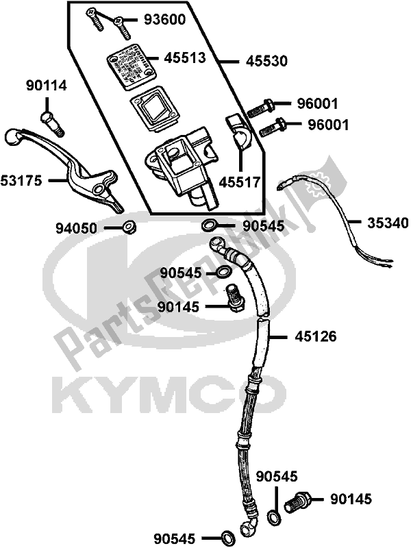 Alle onderdelen voor de F04 - Brake Master Cylinder van de Kymco BA 30 AA AU -People 150 30150 2005